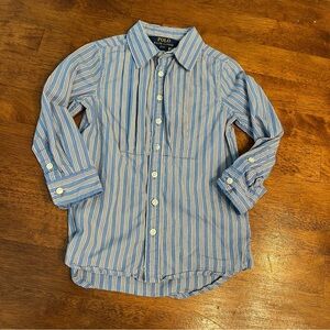 Vintage Polo Ralph Lauren blue red striped button down shirt 100% cotton size 2